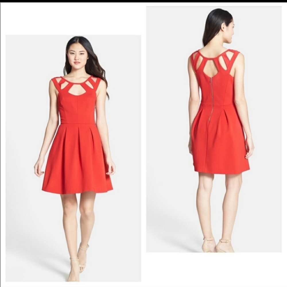 Betsey Johnson Red Cutout Fit & Flare Dress